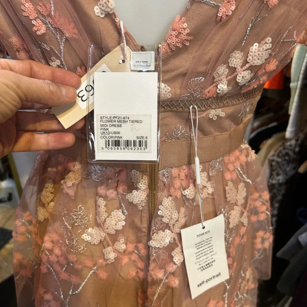 Self-Portrait Pink Floral Midi Dress - Picture 12 of 12